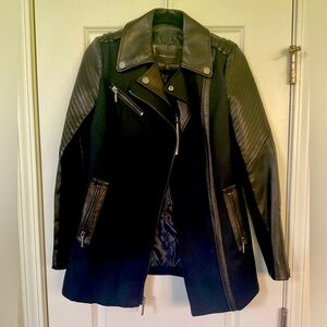 NEW WITH TAGS BCBG LEATHER AND FABRIC BLAZER